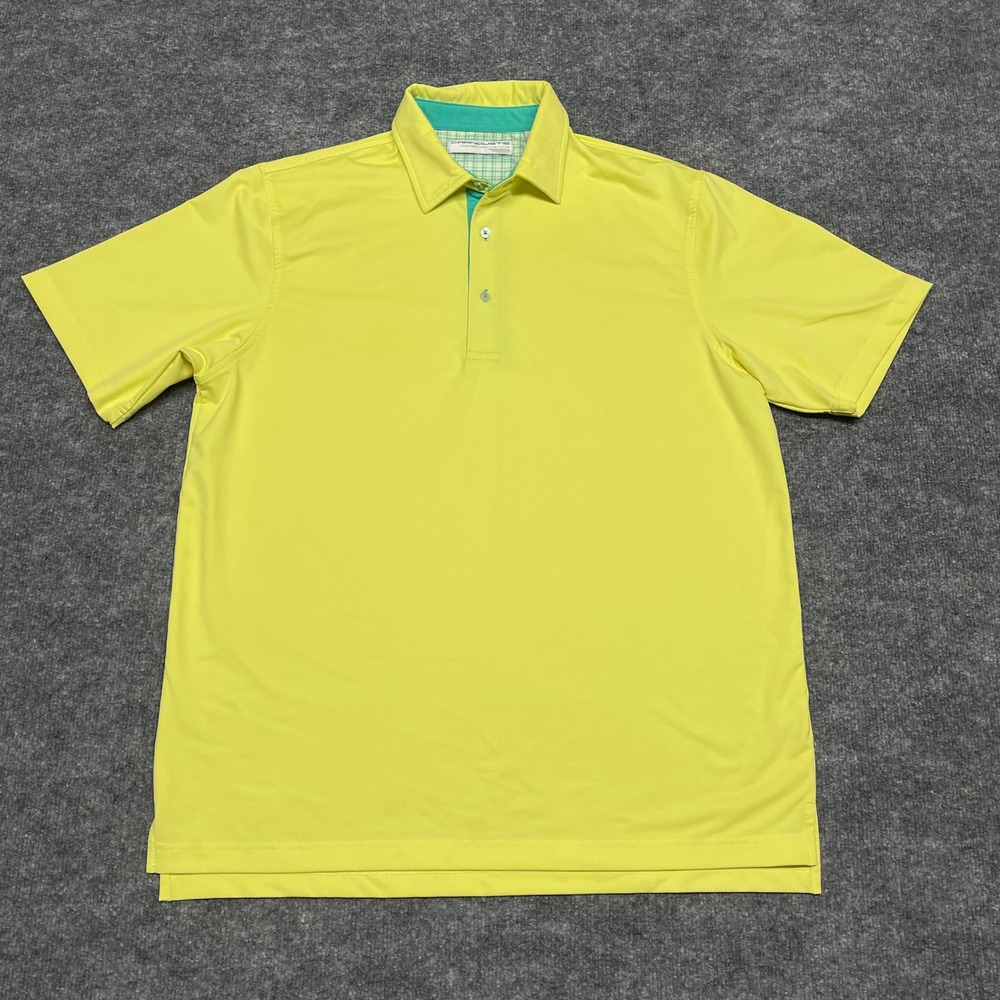 Carnoustie Performance Polo Shirt Mens Large Neon Yellow Golf Made in Taiwan